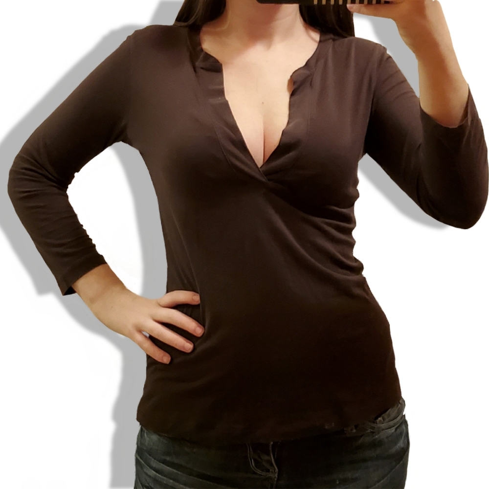 LOFT V-neck Brown T-shirt